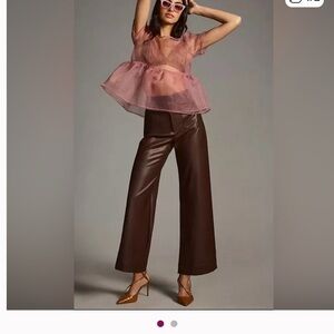 Maeve The Colette Brown Wide Leg Faux Leather size 28 WORN ONCE